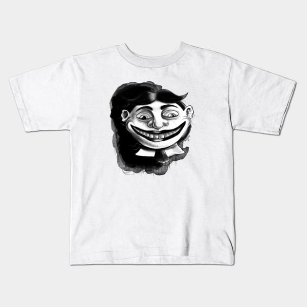 Creepy Smile Kids T-Shirt by LoudMouthThreads